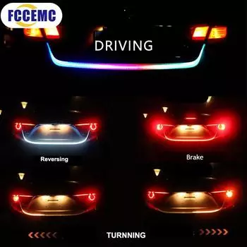 Задний фонарь багажника автомобиля, 120 см, красочная светодиодная лента с динамическим предупреждением о заднем ходе, 12 В, автоматический дополнительный стоп-сигнал, указатель поворота