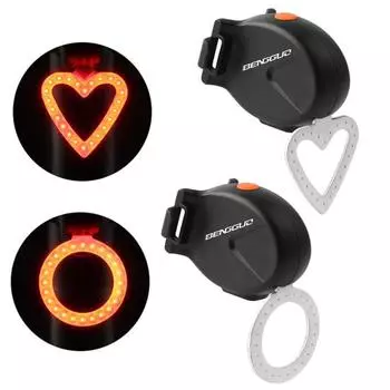 Задний фонарь для велосипеда Love Heart Круглая дорога Горный велосипед Тормозной фонарь Перезаряжаемый водонепроницаемый супер яркий ночной велосипед Предупреждающий задний фонарь Round