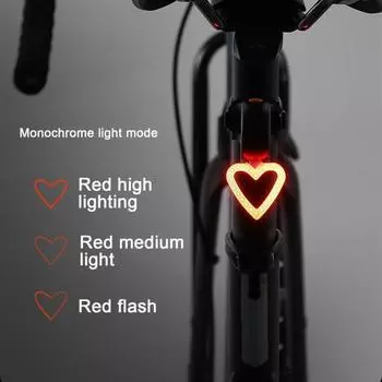 Задний фонарь для велосипеда Love Heart Круглая дорога Горный велосипед Тормозной фонарь Перезаряжаемый водонепроницаемый супер яркий ночной велосипед Предупреждающий задний фонарь Round