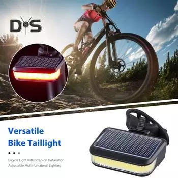 Задний фонарь для велосипеда на солнечной батарее, регулируемый, перезаряжаемый, для горного велосипеда, шоссейный, водонепроницаемый, 30 лм, предупреждающий задний фонарь для ночной езды на велосипеде чёрный