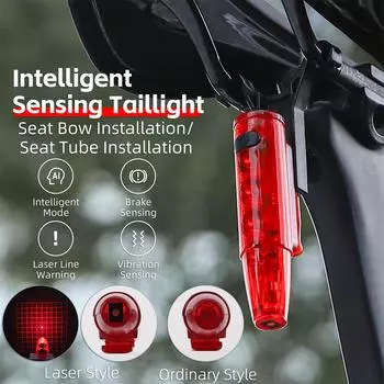 Задний фонарь для велосипеда, перезаряжаемый через USB, многофункциональный задний фонарь для велосипеда с тормозом LD77