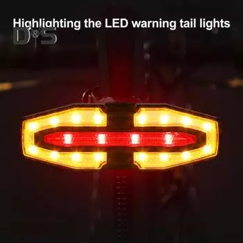 Задний фонарь для велосипеда, регулируемый светодиодный пульт дистанционного управления, для горного велосипеда, шоссейный, водонепроницаемый, перезаряжаемый, яркий, предупреждение для езды на велосипеде ночью чёрный