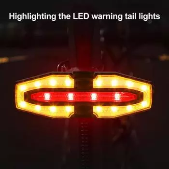 Задний фонарь для велосипеда, регулируемый светодиодный пульт дистанционного управления, для горного велосипеда, шоссейный, водонепроницаемый, перезаряжаемый, яркий, предупреждение для езды на велосипеде ночью чёрный