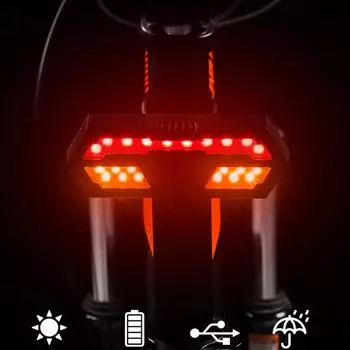 Задний фонарь для велосипеда с USB-зарядкой и беспроводным пультом дистанционного управления, светодиодный задний фонарь для велосипеда, сигнализация от взлома, водонепроницаемый