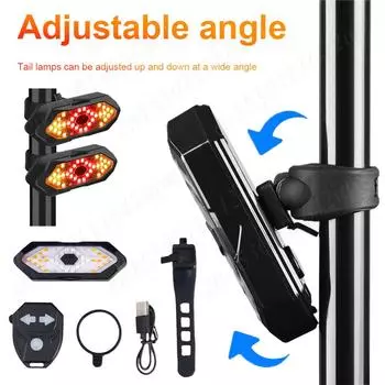 Задний фонарь с указателем поворота для велосипеда, перезаряжаемый через USB, светодиодный фонарь для велосипеда, беспроводной пульт дистанционного управления, задний фонарь для горного велосипеда, дорожный фонарь United States