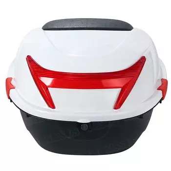 Задний кофр для мотоцикла, верхний кофр, задний кофр, с замком на ключ, может вместить 2 половинных шляпы (Белый, Л)