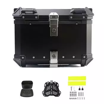 Задний верхний квадратный большой ключ для мотоцикла DODOGOD поставляется с 2 легко устанавливаемыми креплениями, совместимыми с коробкой, коробкой, кейсом, [алюминиевый чёрный