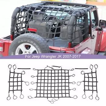 Задняя изоляционная сетка для багажника, органайзер для багажника для Jeep Wrangler JK 2007-2017, 2-дверная версия, автомобильные аксессуары чёрный