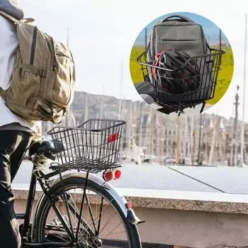 Задняя корзина для хранения велосипеда, сверхмощная большая вместительная универсальная корзина для горного велосипеда, металлическая проволочная корзина, аксессуары для велосипеда A чёрный