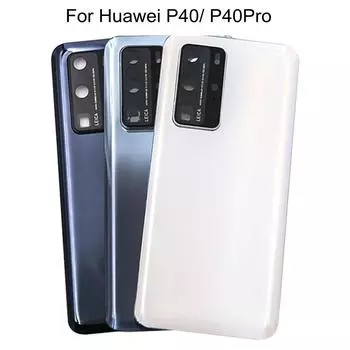 Задняя крышка аккумулятора для Huawei P40, 3D-стеклянная панель, задняя дверь, корпус, рамка камеры, замена объектива P40 Black