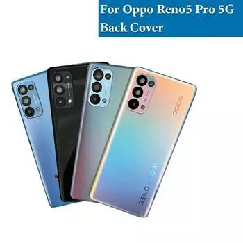 Задняя крышка батарейного отсека для Oppo Reno5 Pro 5G, задняя крышка PDSM00 PDST00 CPH2201, стекло задней двери корпуса с объективом Astral Blue