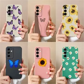 Задняя крышка чехол для Samsung Galaxy F15 S24 + A15 A55 M15 S24 Ultra, сумки для телефонов, матовый мягкий силиконовый чехол с изображением подсолнуха и ромашки для Samsung Samsung A15