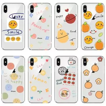 Задняя крышка для iPhone 6 S 6S 7 8 X XR XS Max милый персиковый забавный лимонный счастливый смайл силиконовый чехол для телефона для iPhone 6 S 6S 7 8 Plus iPhone 6