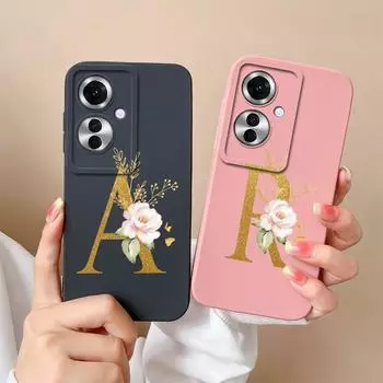Задняя крышка для OPPO A1i A60 Realme 12 Reno11 F Чехлы Популярные чехлы для пар с буквами AZ Матовый жидкий силикон Высококачественные противоударные чехлы для телефонов для OPPO Oppo Reno11 5G