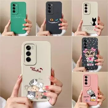 Задняя крышка для Oppo Realme C63 C61 Narzo N63 Reno12 Pro F 5G чехол с рисунком кошки и совы, противоударный мягкий силиконовый протектор экрана, чехлы для телефонов OPPO Oppo Reno12 5G
