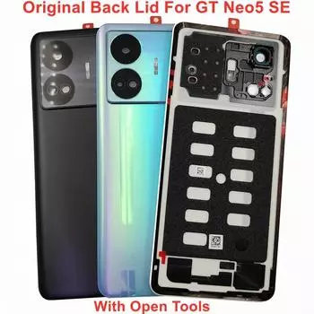 Задняя крышка для Realme GT Neo5 SE, крышка батарейного отсека GT Neo 5 SE, корпус задней двери с клейким логотипом для объектива камеры синий