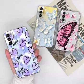 Задняя крышка для Samsung S21 S22 S23 Ultra Plus S6 S7 S9 edge, защитный чехол-бампер, роскошный силиконовый чехол-бабочка с рисунком в виде граффити, мягкий прозрачный чехол из ТПУ Samsung S21