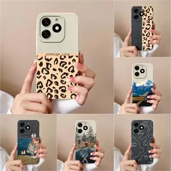 Задняя крышка для Tecno Spark Go 2024 20C Itel A70 P55 Hot 40i чехол для телефона модный леопардовый принт с цветочным узором противоударный мягкий жидкий силиконовый чехол Tecno Spark Go 2024