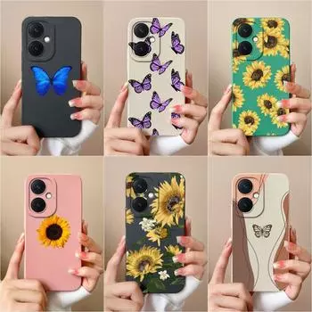 Задняя крышка для Vivo V29 Lite X90 Y78 + Y17S Y27 Y36 Pro Чехол Красивая бабочка Подсолнух Матовый Роскошный мягкий жидкий чехол для телефона высокого качества для Vivo Capas Vivo Y36 5G