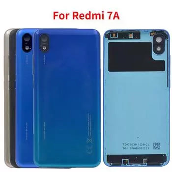 Задняя крышка для Xiaomi Redmi 7A, замена корпуса задней двери аккумулятора с объективом камеры с золотой