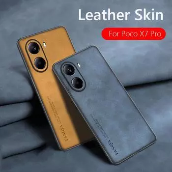 Задняя крышка из овчины для Xiaomi Poco X Pro PocoX7 Pro 5G, противоударный мягкий бампер из ТПУ For Poco X7 Pro коричневый