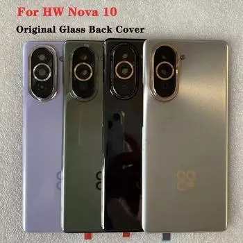 Задняя крышка из закаленного стекла для Nova 10, запасные части для HW Nova 10, задняя крышка батарейного отсека + рамка камеры фиолетовый