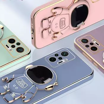 Задняя крышка телефона с подставкой астронавта для Xiaomi 13T 12T Pro 12 Lite противоударный чехол для Redmi Note 11 PRO Note 12 Note 9 Pro Max Redmi Note 11 4G чёрный