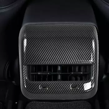 Задняя крышка вентиляционного отверстия автомобиля. Крышка вентиляционного отверстия переменного тока с узором из углеродного волокна. Легко устанавливается. Съемная крышка вентиляционного отверстия переменного тока для Tesla Model 3/Y. A