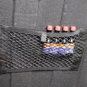 Задняя сетка автомобиля, сиденье багажника, эластичная сетка, волшебная наклейка, двухслойная сетка на спинку сиденья автомобиля, карманные принадлежности для автомобиля чёрный