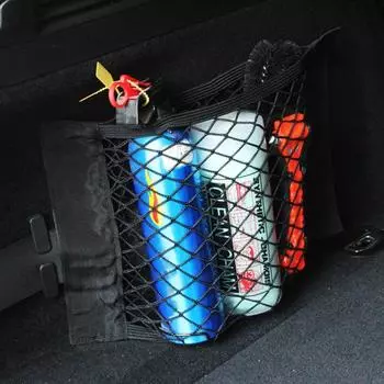 Задняя сетка для багажника, 37 см x 25 см, эластичная сумка для хранения, карман, двухслойная грузовая сетка