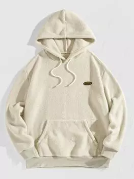 ZAFUL Комплект из толстовки с капюшоном из пушистого флиса с карманом-кенгуру и брюк-джоггеров на шнурке S света кофе