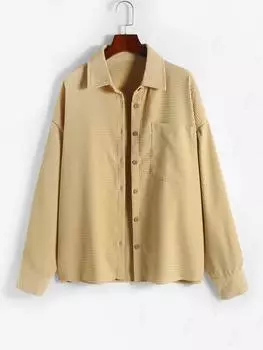 ZAFUL Куртка с текстурой в виде сот переднего кармана S кофейный