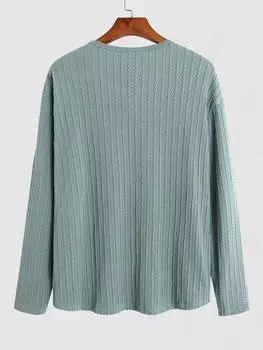 ZAFUL Мужская повседневная текстурированная футболка с круглым вырезом и длинными рукавами S зелёный