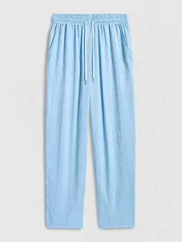 ZAFUL Men s Casual Floral Jacquard Textured Slant Pockets Drawstring Straight Leg Pants S небесно-голубой