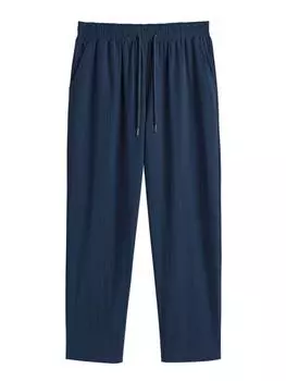 ZAFUL Мужские повседневные однотонные жаккардовые фактурные брюки с завязками на шнурке S глубокий/синий