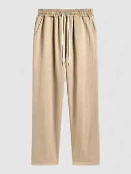 ZAFUL Men s Casual Solid Color Slant Pockets Drawstring Straight Leg Pants M кофейный