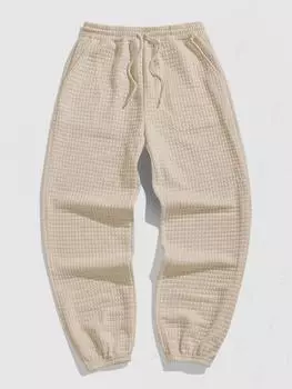 ZAFUL Men s Casual Textured Solid Color Drawstring Pocket Jogger Sweatpants S кофейный