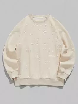 ZAFUL Мужская толстовка-пуловер с круглым вырезом и жаккардовым узором с геометрическим рисунком S света кофе