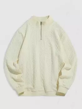 ZAFUL Мужская повседневная жаккардовая вязка с застежкой-молнией и воротником-стойкой, пуловер, свитшот S света кофе