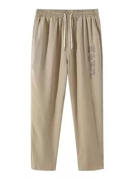 ZAFUL Мужские повседневные прямые брюки с завязками на кармане и надписью WORK HARD S света кофе