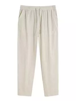 ZAFUL Мужские однотонные льняные прямые брюки на завязках S света кофе