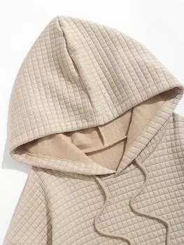 ZAFUL Мужская однотонная фактурная кофта с карманами-кенгуру с длинными рукавами и капюшоном M света кофе