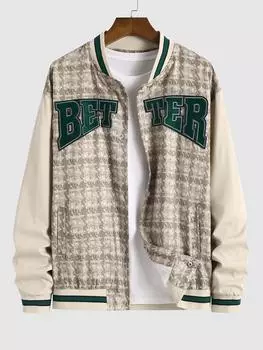 ZAFUL Мужская повседневная бейсбольная куртка с воротником-стойкой и аппликацией BETTER S света кофе