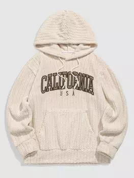 ZAFUL Мужская повседневная однотонная толстовка с капюшоном из искусственного меха с завязками и карманом-кенгуру S света кофе