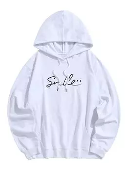 ZAFUL Мужская повседневная толстовка с капюшоном и карманом-кенгуру с рисунком «улыбка» S белый