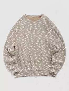 ZAFUL Мужская повседневная толстовка-свитер с жаккардовым узором и круглым вырезом, вязаная крючком S света кофе