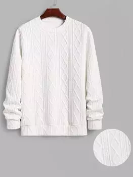 ZAFUL Мужская толстовка-пуловер с геометрическим жаккардовым узором и длинными рукавами S белый