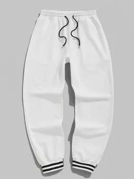 ZAFUL Мужские повседневные брюки-джоггеры с текстурированными косыми карманами, цветными вставками и завязками на щиколотках S белый