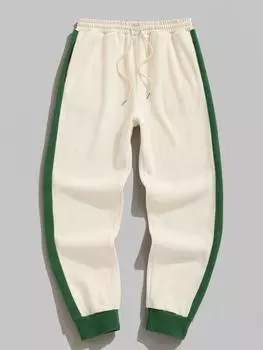 ZAFUL Мужские повседневные брюки из флиса с цветными блоками, косыми карманами и завязками на шнурке XL зелёный