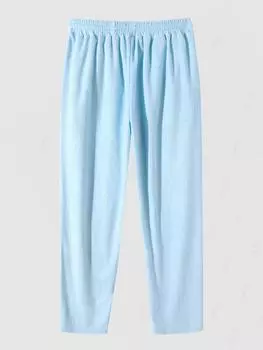ZAFUL Мужские повседневные повседневные махровые брюки со шнурком, однотонные, прямые S светло-синий